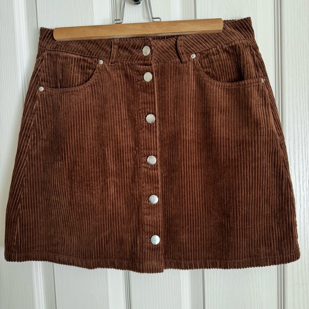 Blue Rain x Francesca’s Brown Corduroy Button-Front Skirt | Size M